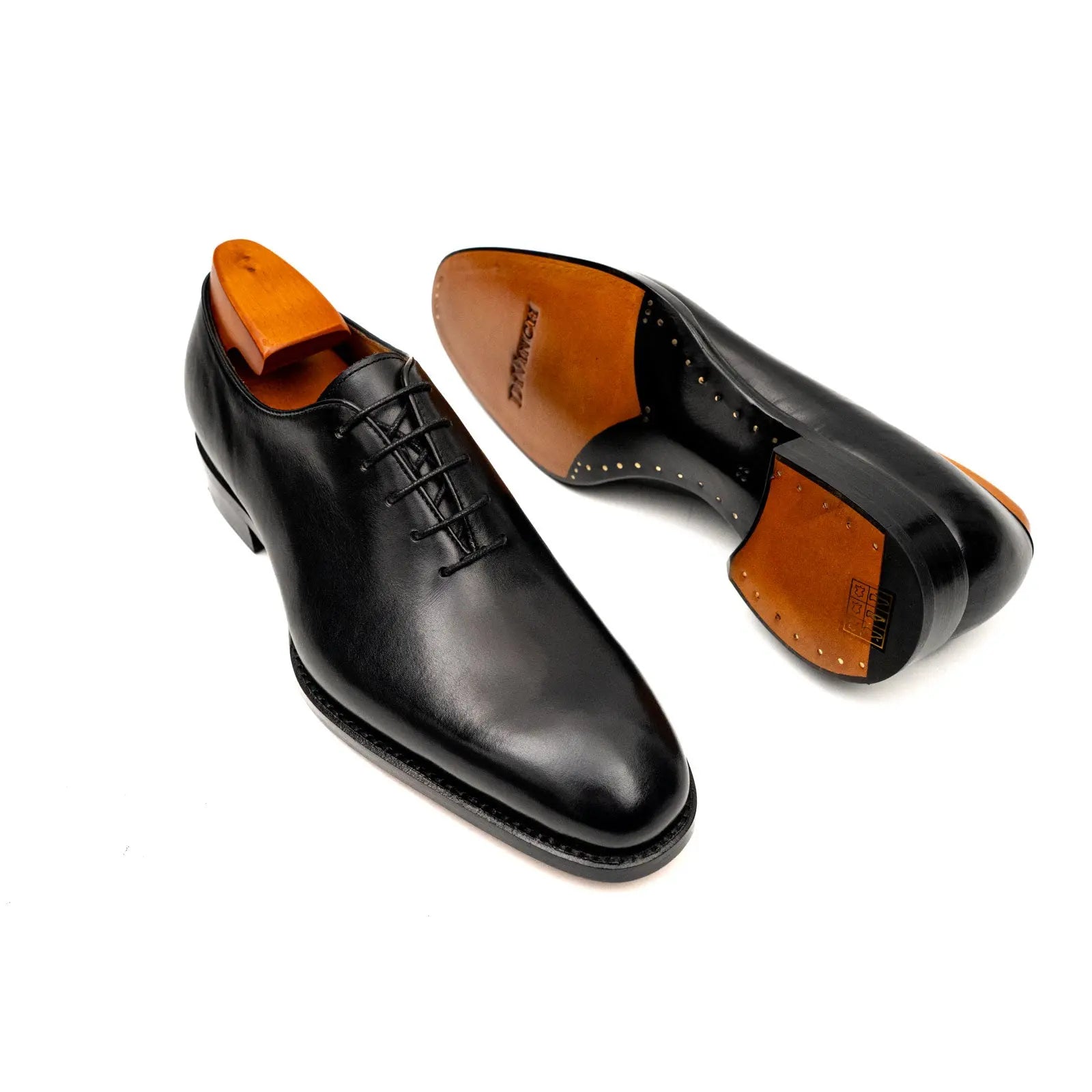 Black Wholecut Leather Oxford Shoes DIVINCH