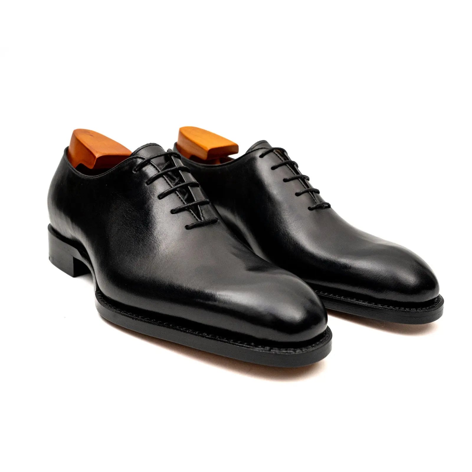 Black Wholecut Leather Oxford Shoes DIVINCH