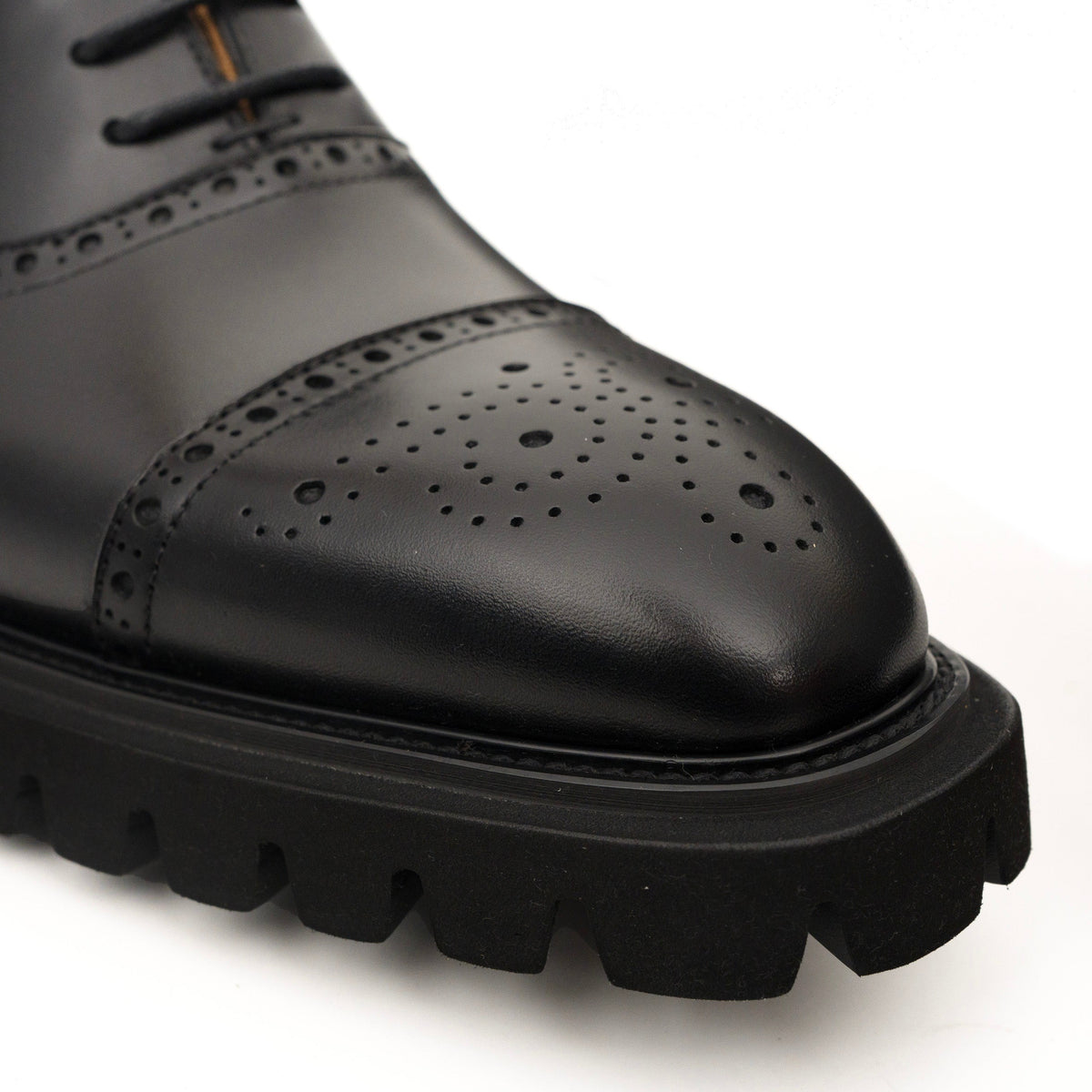 Black Wingtip Calf Leather Oxford Shoes DIVINCH