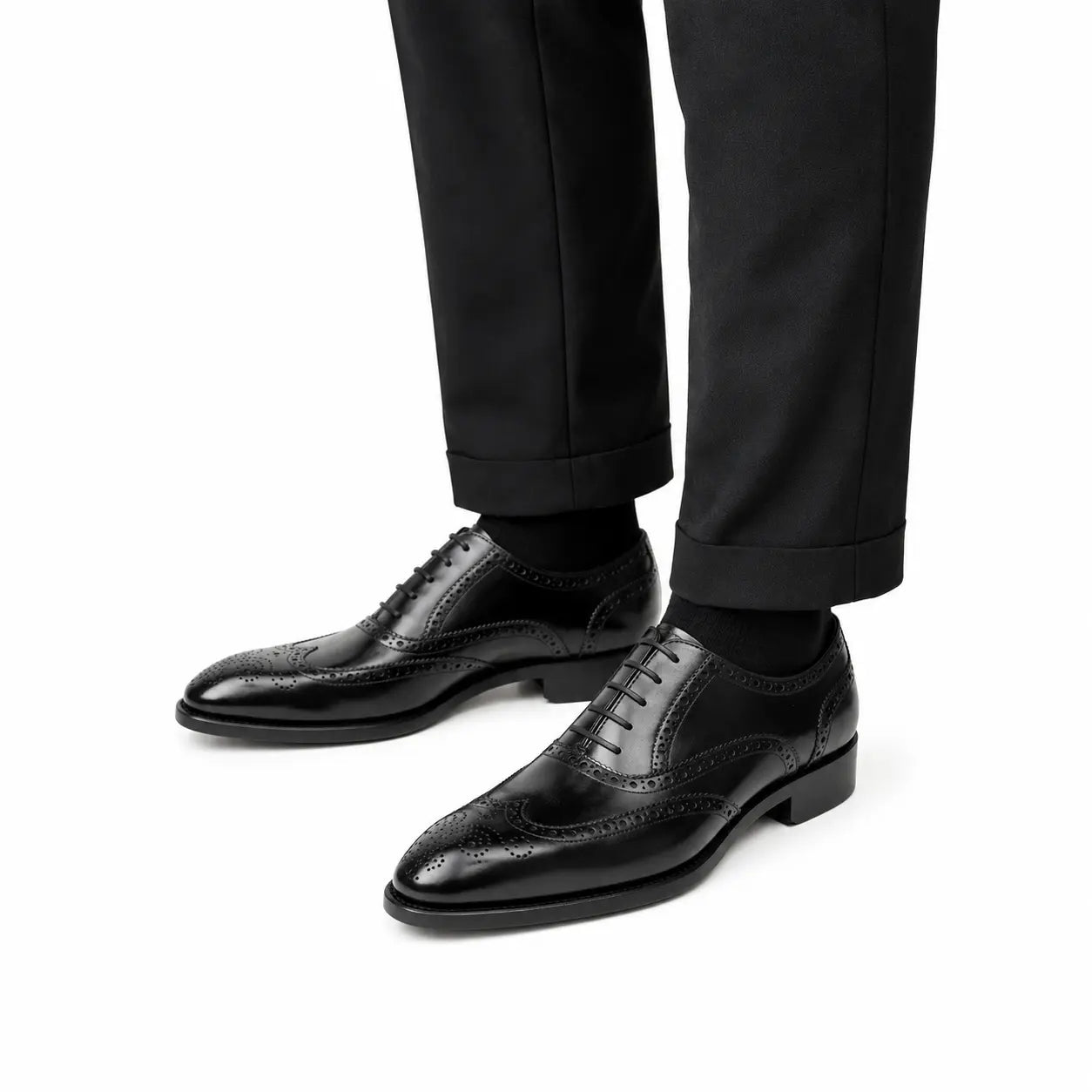 Sapatos Oxford Brogue Preto com Costura Goodyear