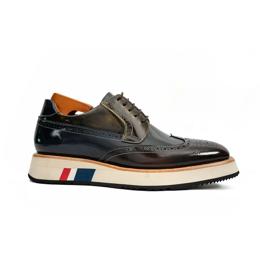 Scarpe stringate Derby blu navy con suola a contrasto