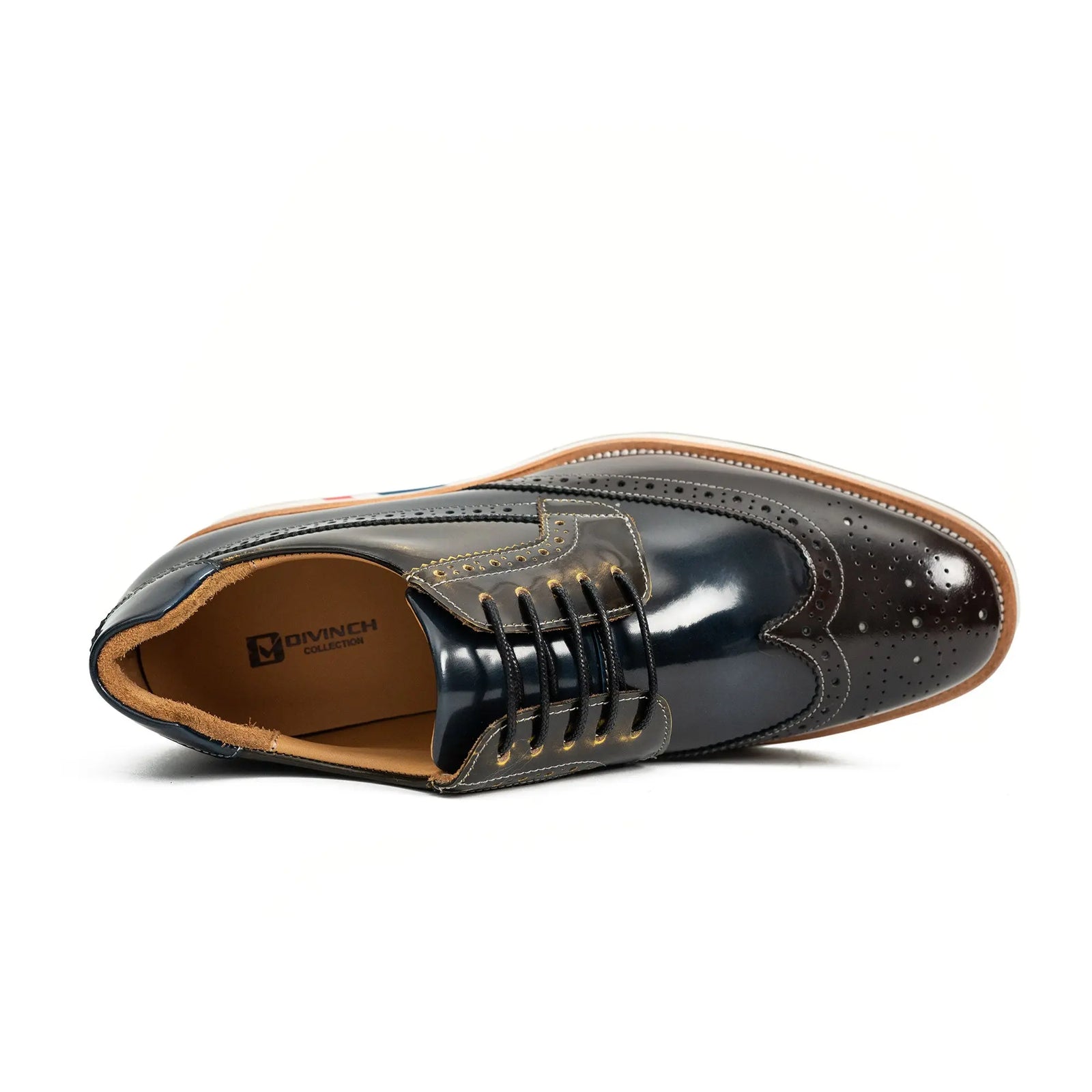 Black & Brown Brogues with Striped Sole Divinch