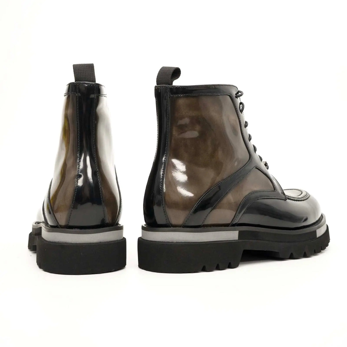 Black & Gold Patina Lace-Up Boots DIVINCH