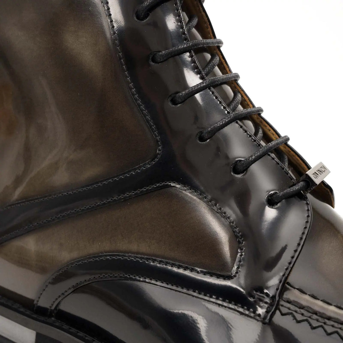 Black & Gold Patina Lace-Up Boots DIVINCH