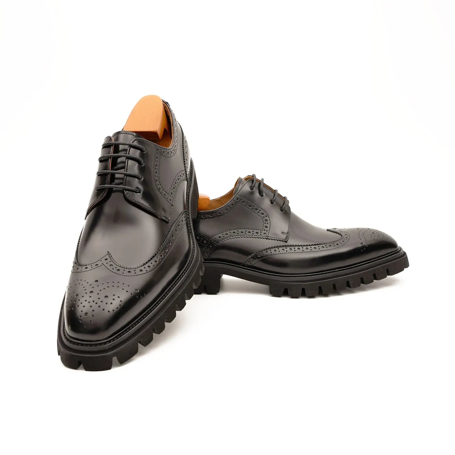 Black derby brogue shoes DIVINCH