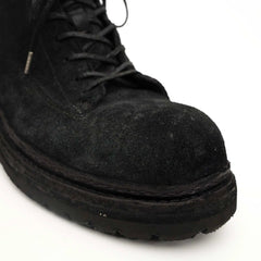 Black‑Grey Suede Lace-Up Combat Boots DIVINCH
