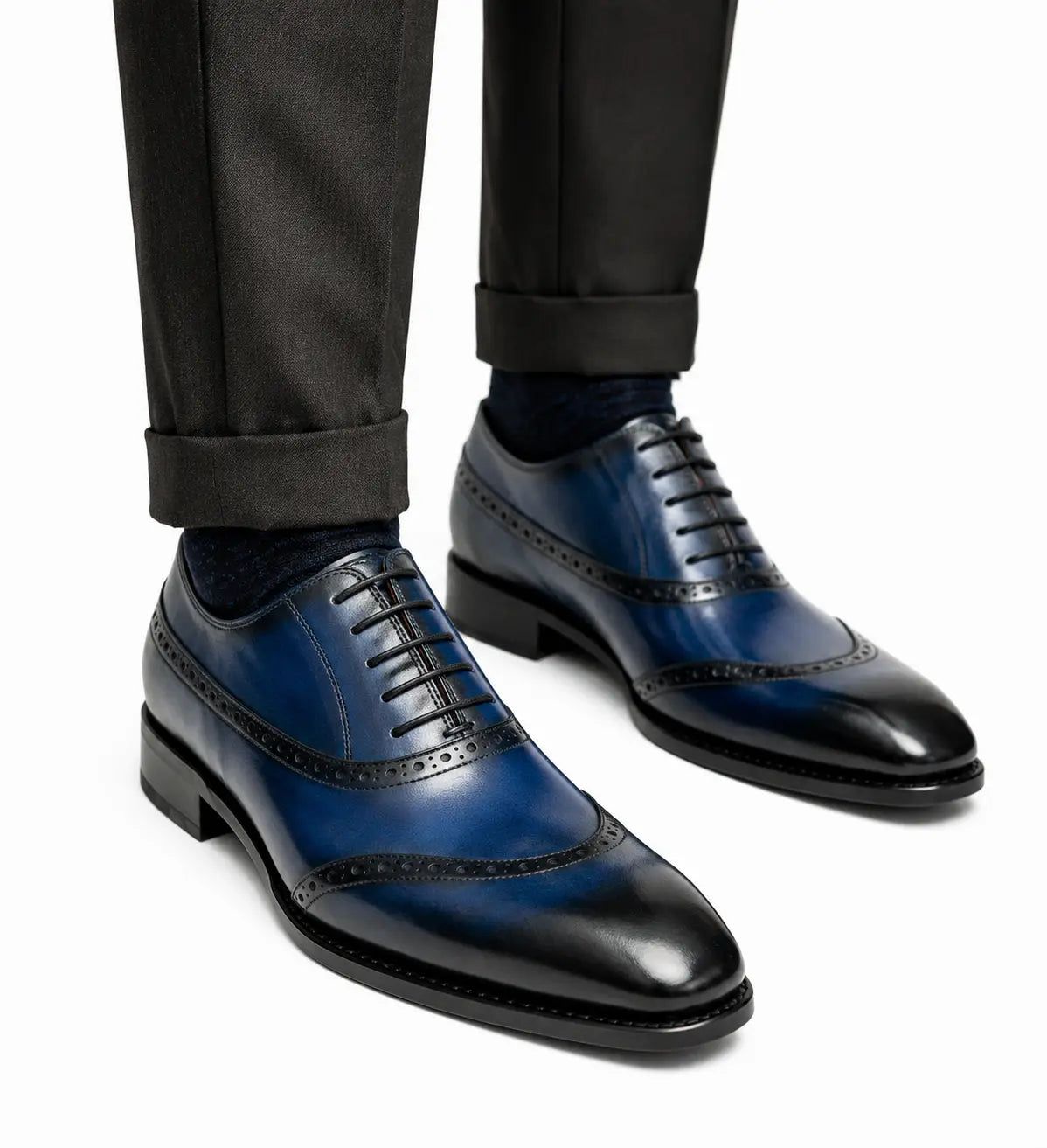 Blue Burnished Goodyear Oxford