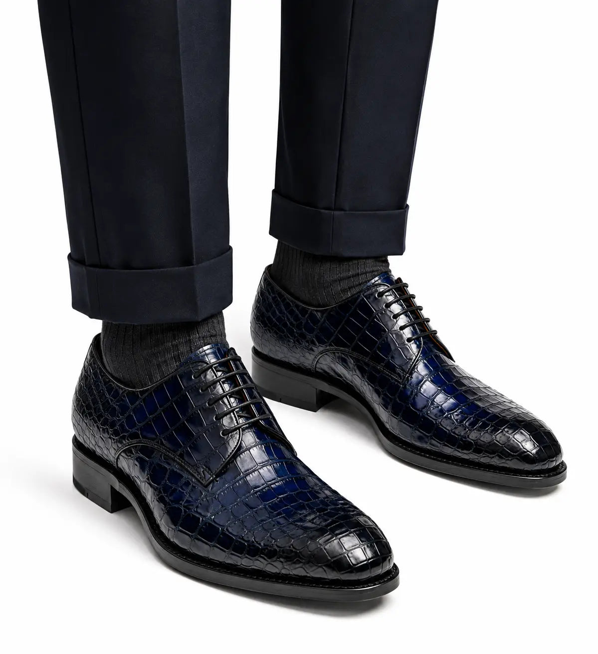 Blue Crocodile Derby Shoe