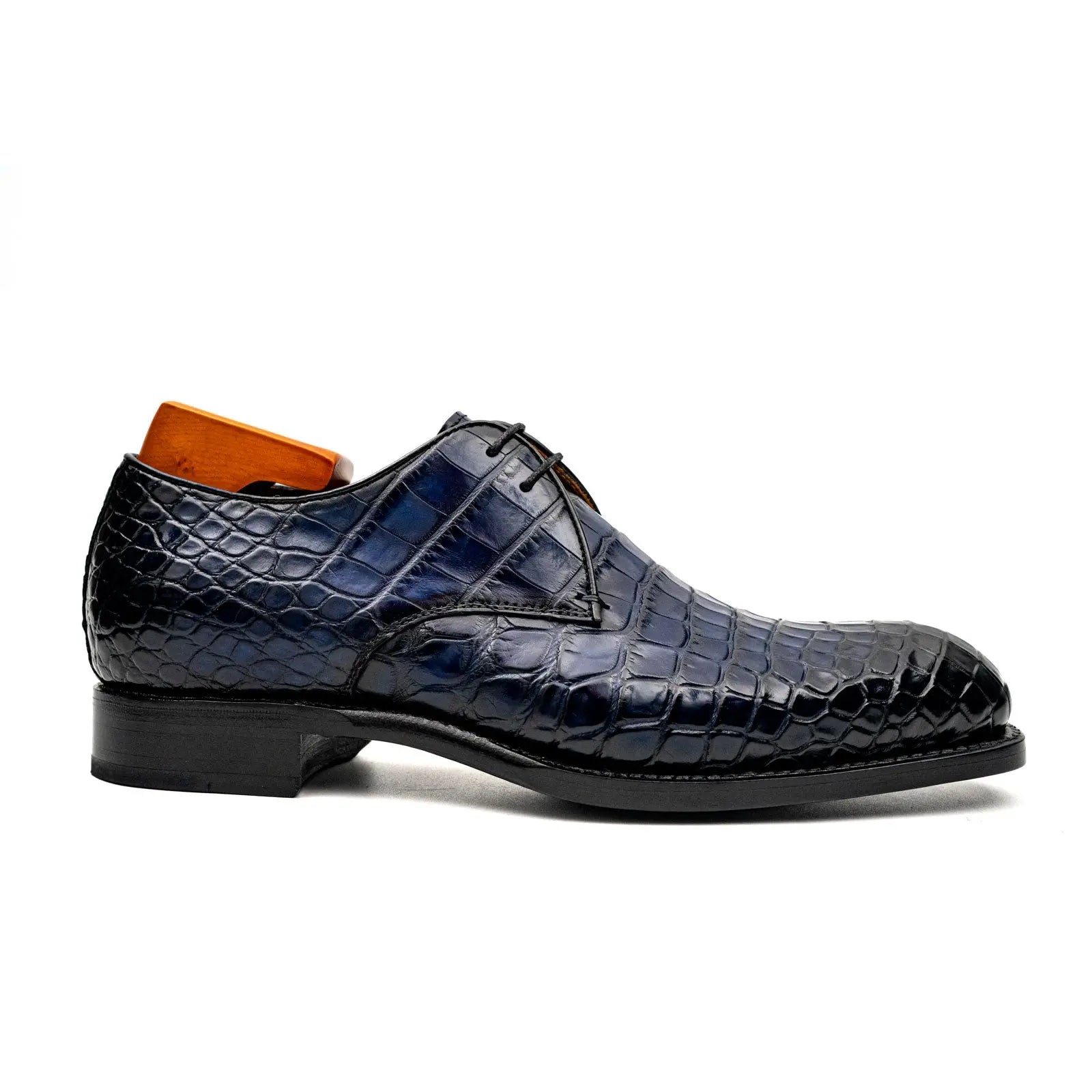 Blue Crocodile Leather Derby Shoes DIVINCH