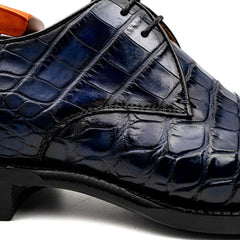 Blue Crocodile Leather Derby Shoes DIVINCH