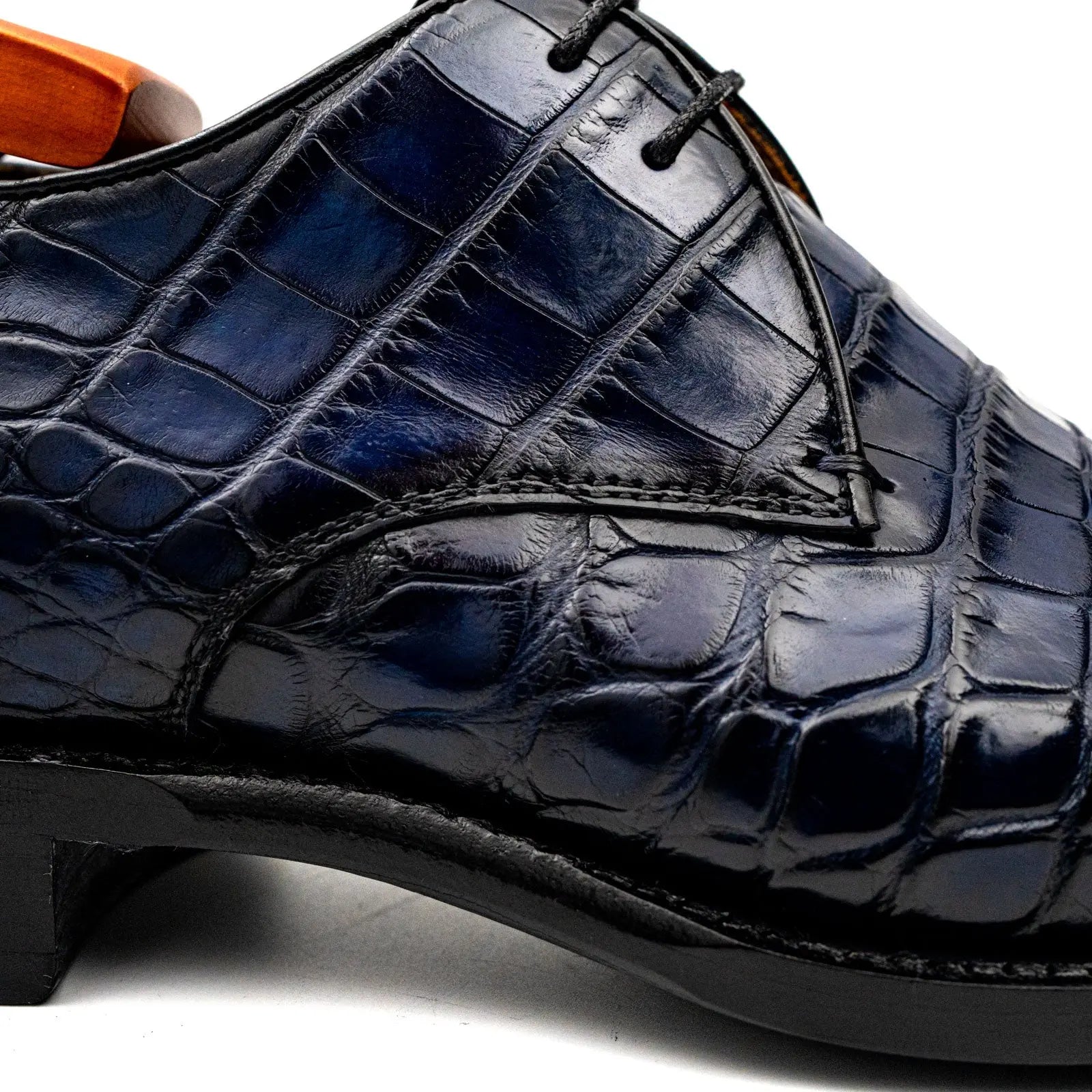 Blue Crocodile Leather Derby Shoes DIVINCH