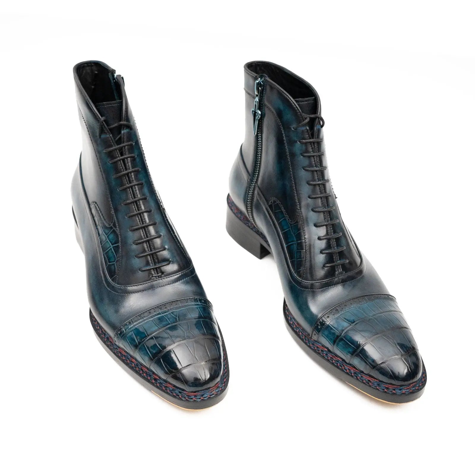 Blue Genuine Alligator Leather Boots Goodyear Norwegian Welt DIVINCH