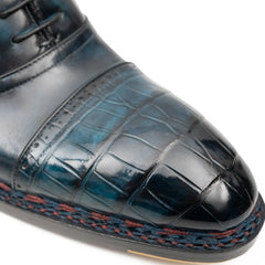 Blue Genuine Alligator Leather Boots Goodyear Norwegian Welt DIVINCH