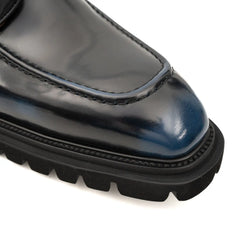 Blue Patent Lug Sole Boot DIVINCH