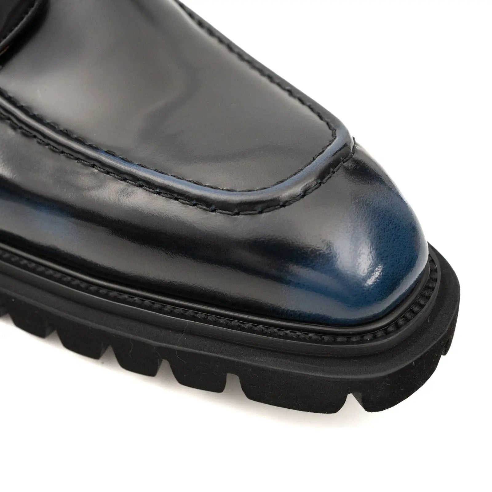 Blue Patent Lug Sole Boot DIVINCH