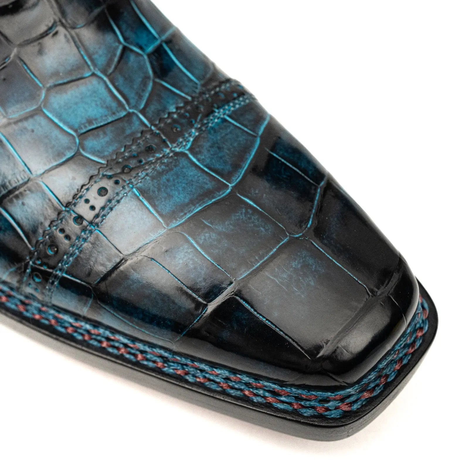 Blue Patina Croc Norwegian Derbies DIVINCH