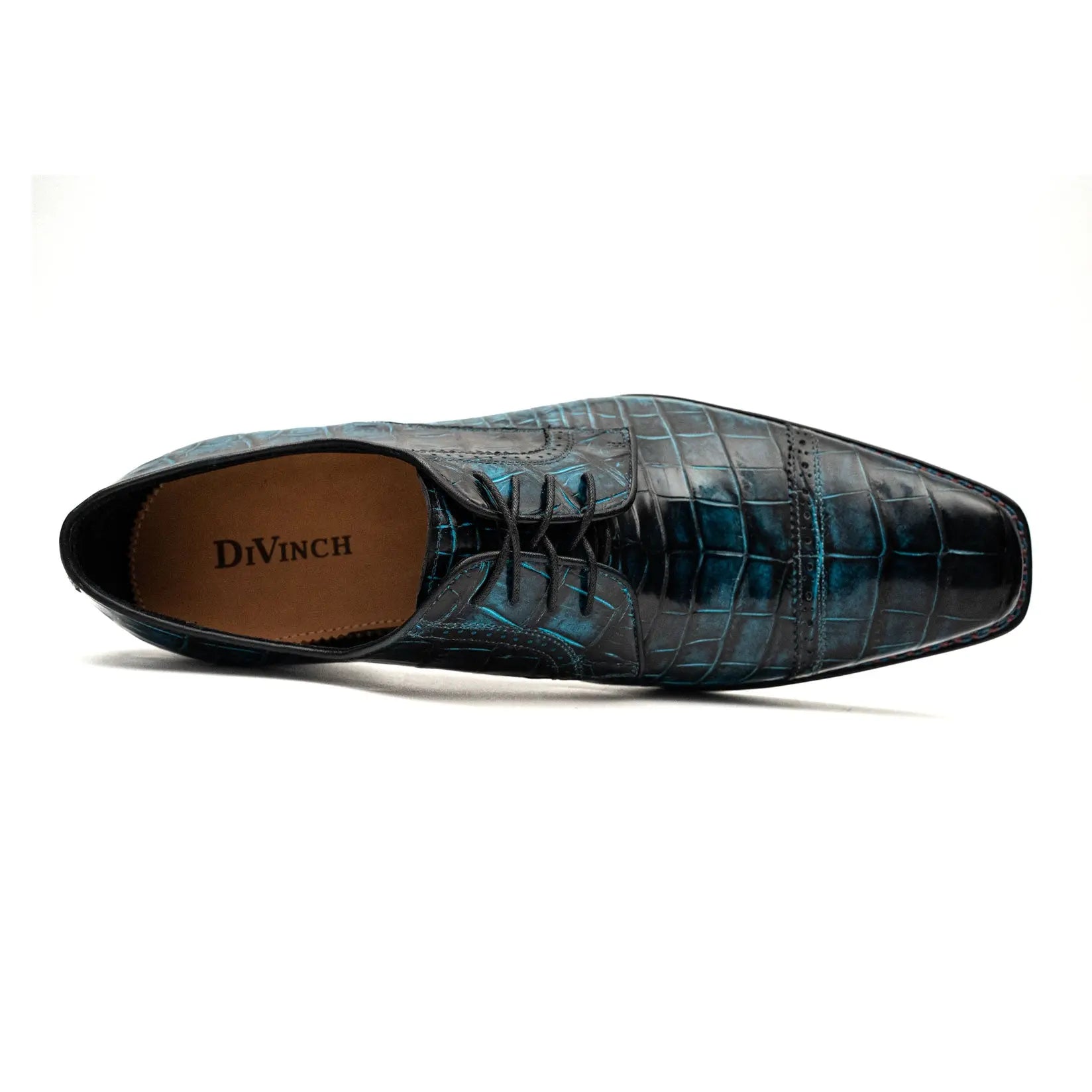 Blue Patina Croc Norwegian Derbies DIVINCH