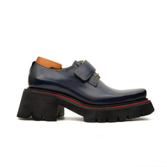 DIVINCH 5037C blue platform strap shoes white background side view