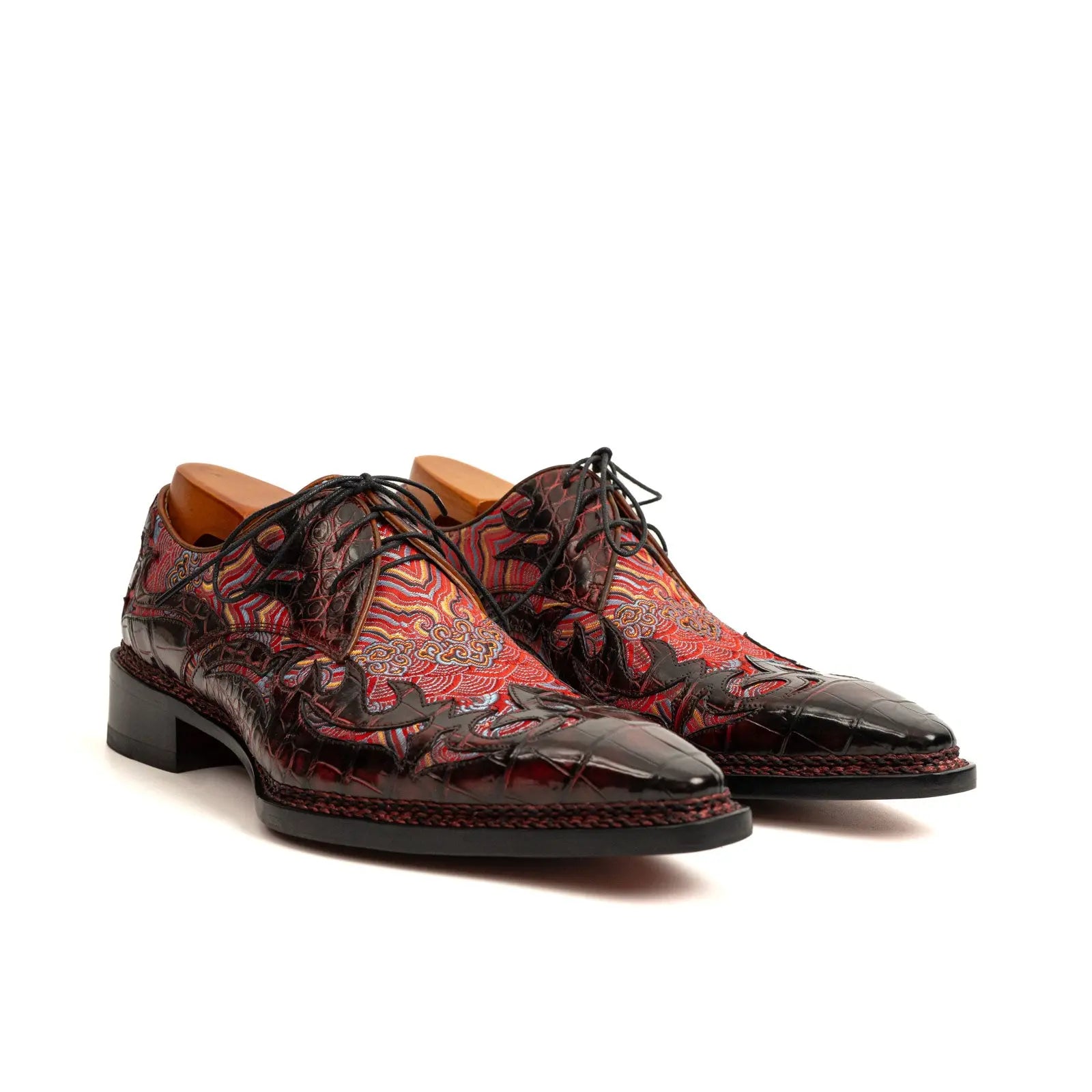 Bordeaux Crocodile Silk Norwegian Derby DIVINCH