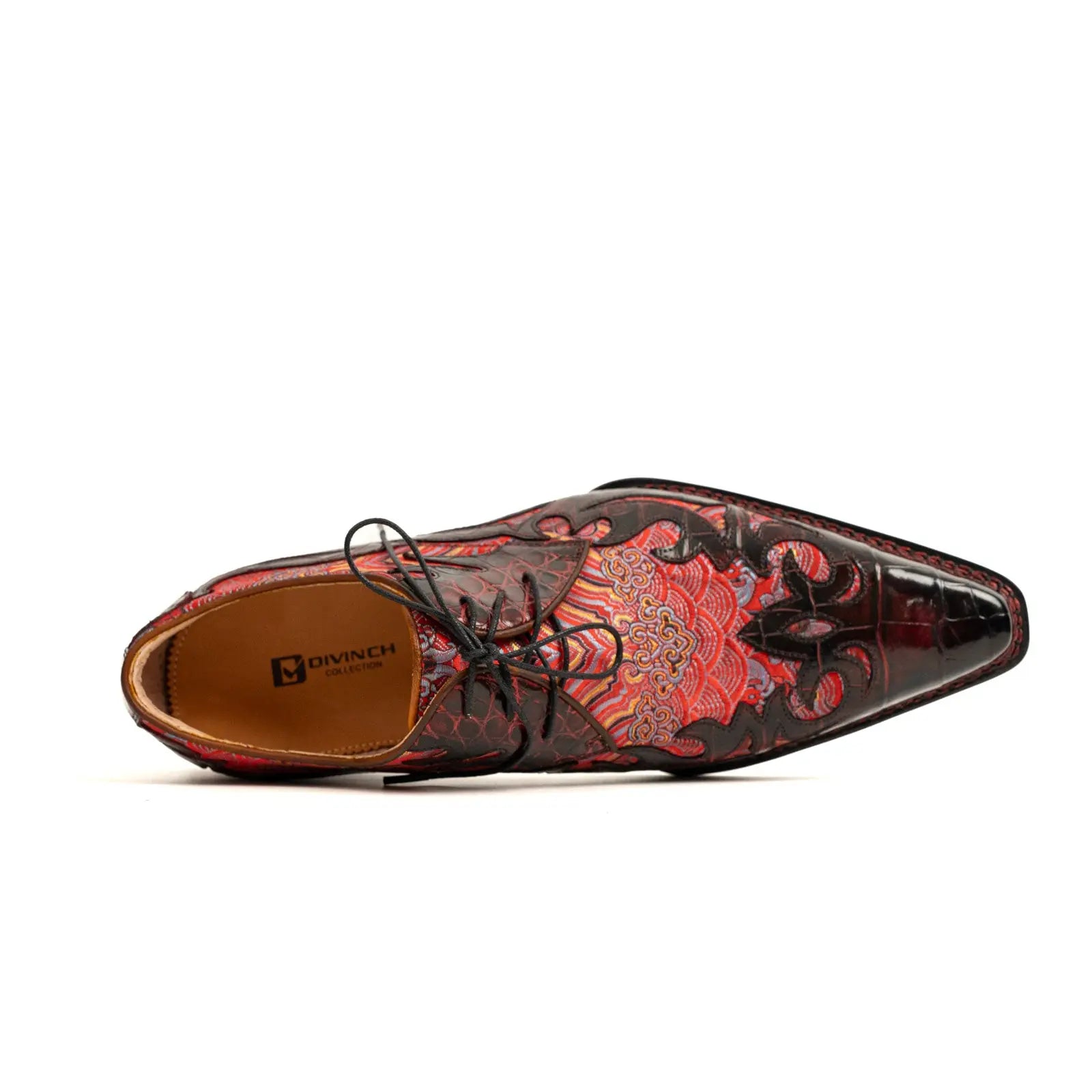 Bordeaux Crocodile Silk Norwegian Derby DIVINCH