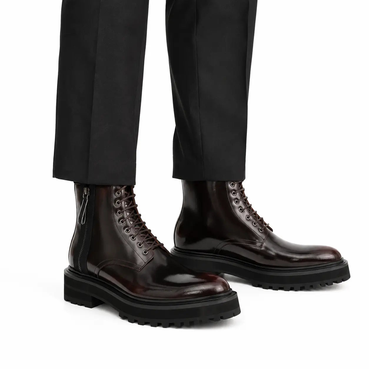 Bordeaux-Reißverschluss-Kampfstiefel