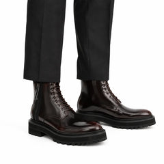 Bordeaux Zip Combat Boot