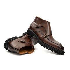 Borwn Burnished Double Monk Boot DIVINCH