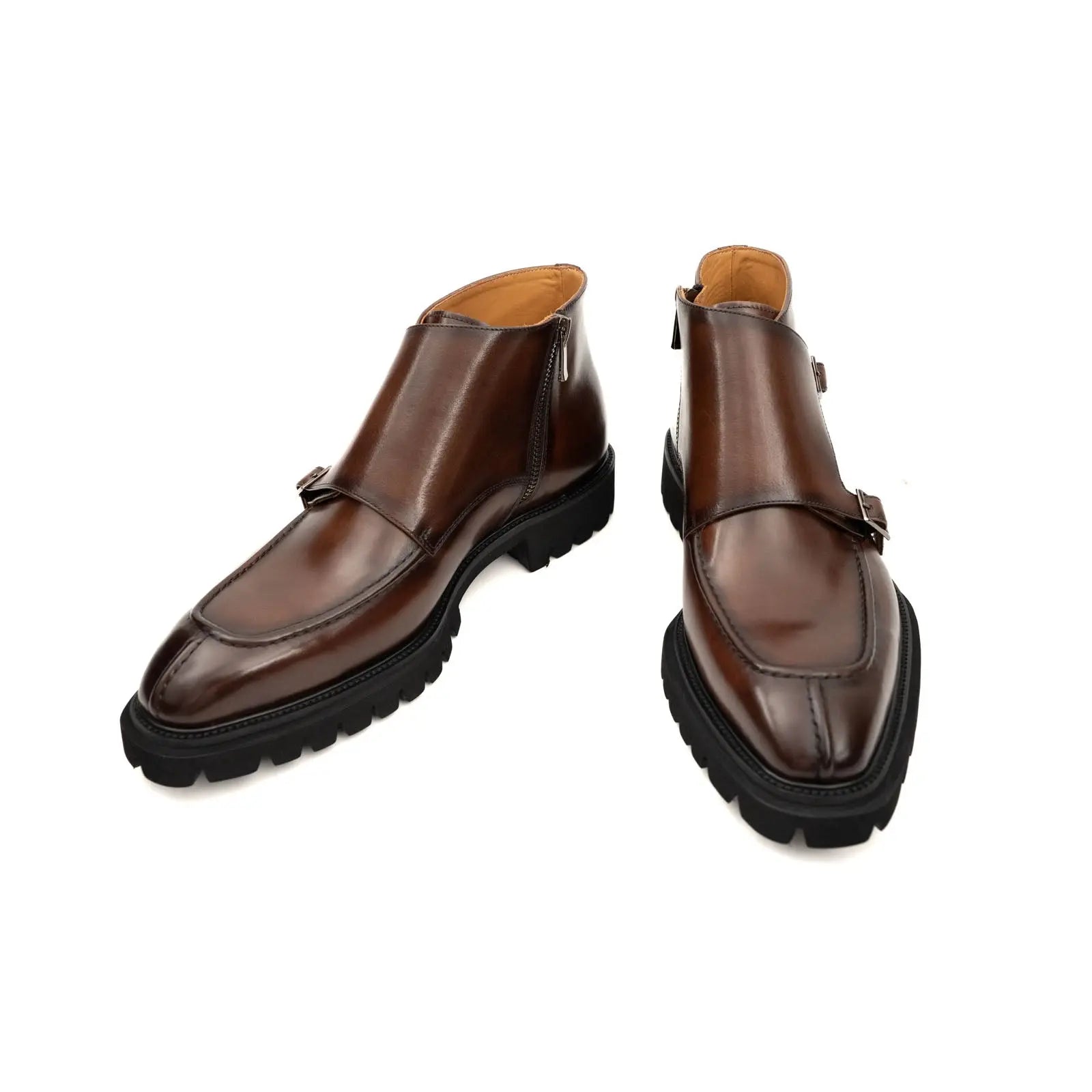 Borwn Burnished Double Monk Boot DIVINCH