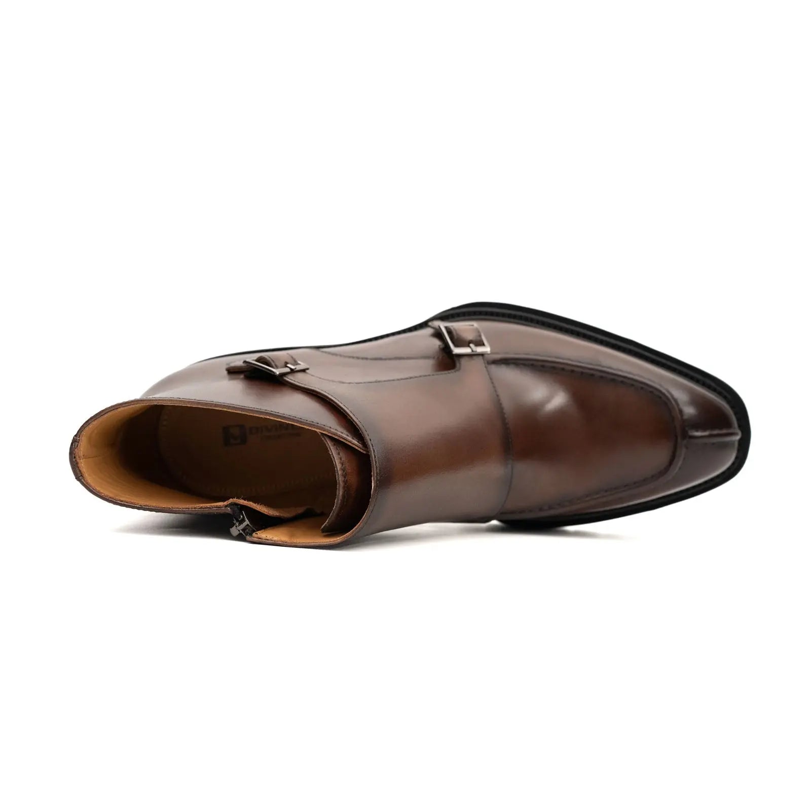 Borwn Burnished Double Monk Boot DIVINCH