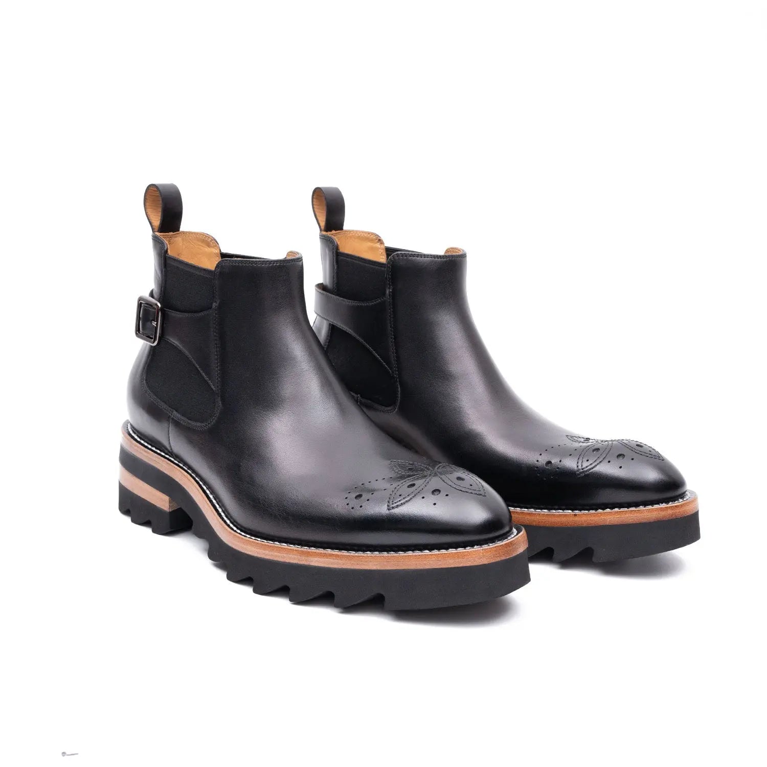 Brogue Chelsea Boots Black DIVINCH