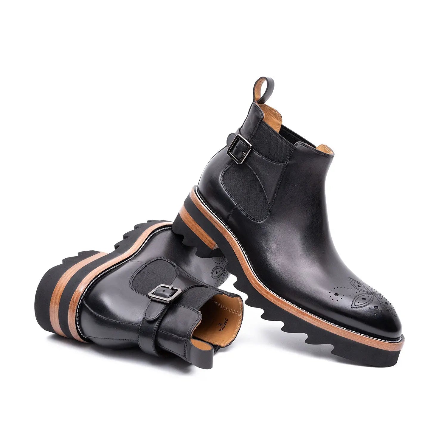 Brogue Chelsea Boots Black DIVINCH