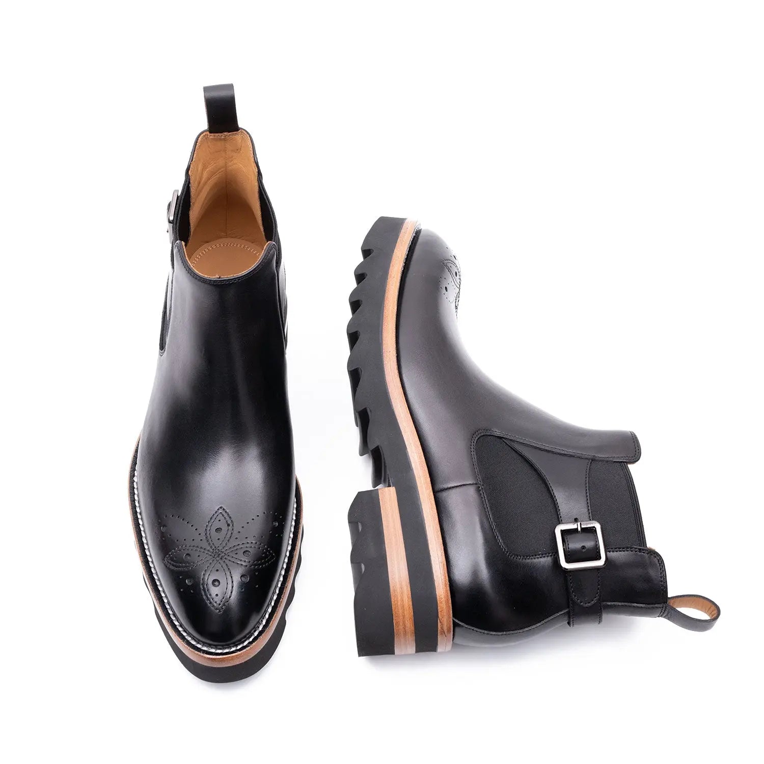 Brogue Chelsea Boots Black DIVINCH