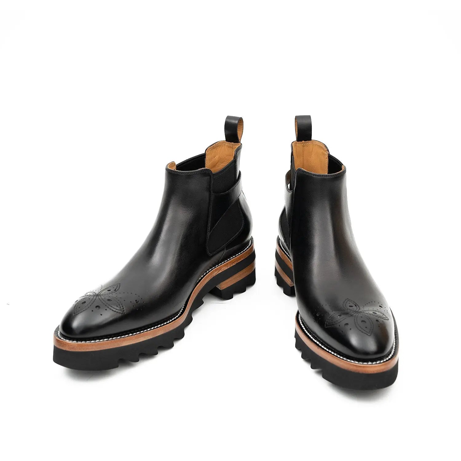 Brogue Chelsea Boots Black DIVINCH