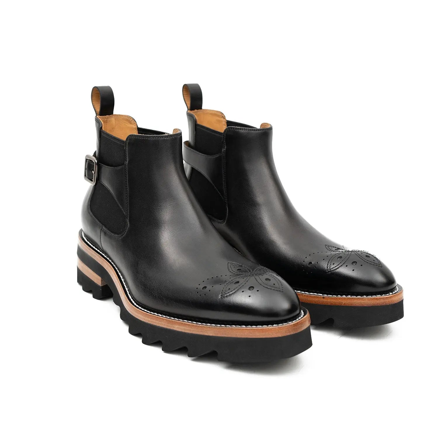 Brogue Chelsea Boots Black DIVINCH