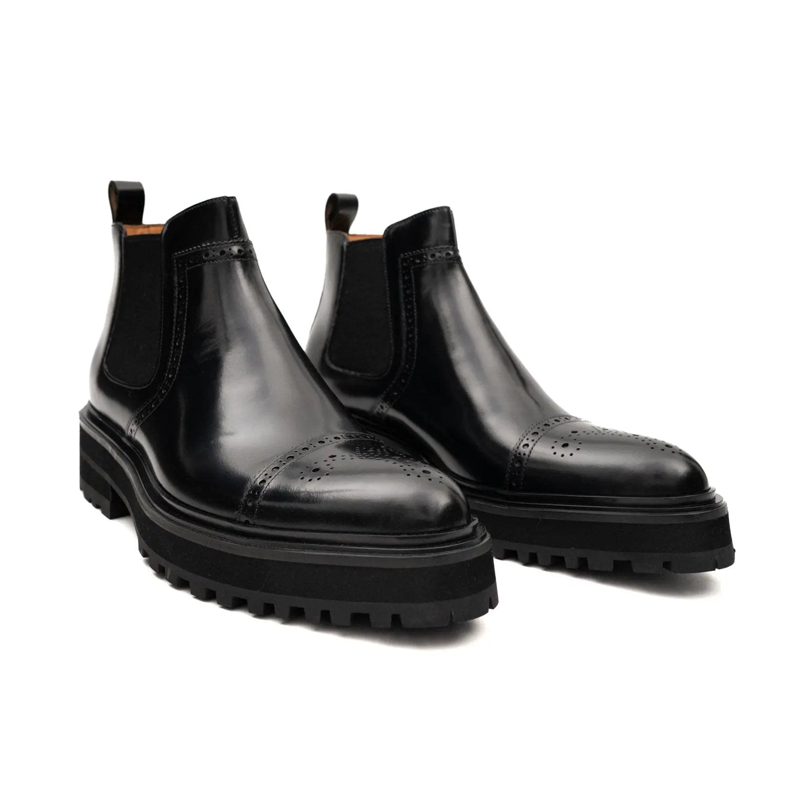 Brogue Platform Chelsea Boot Black DIVINCH
