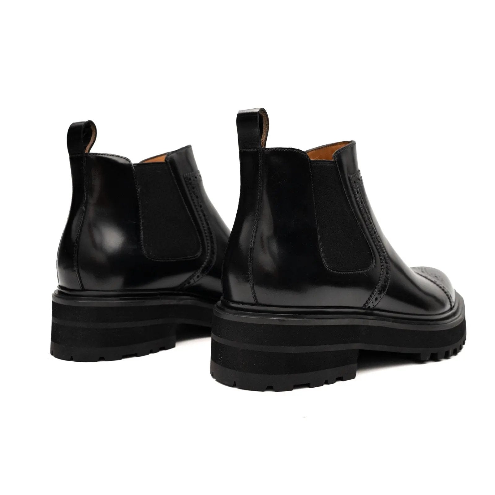 Brogue Platform Chelsea Boot Black DIVINCH