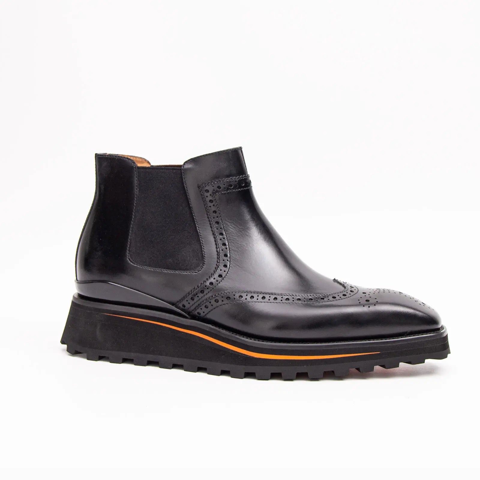 Brogue Thick-Soled Chelsea Boot 2891 Black DIVINCH