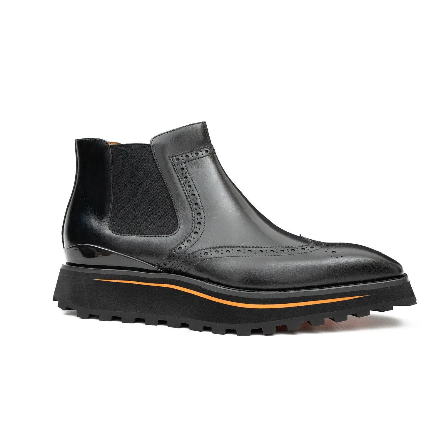 Brogue Thick-Soled Chelsea Boot 2891 Black DIVINCH