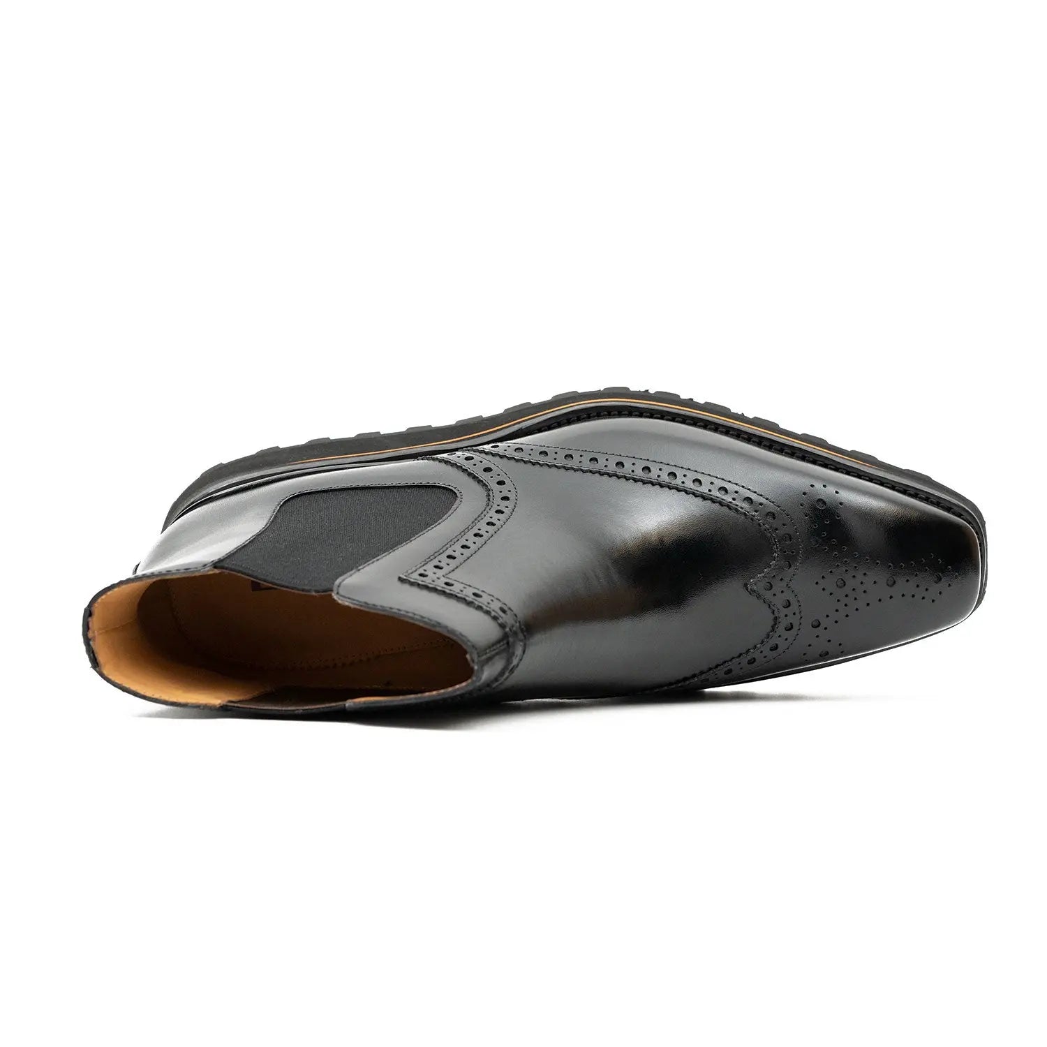Brogue Thick-Soled Chelsea Boot 2891 Black DIVINCH