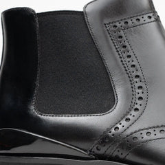 Brogue Thick-Soled Chelsea Boot 2891 Black DIVINCH
