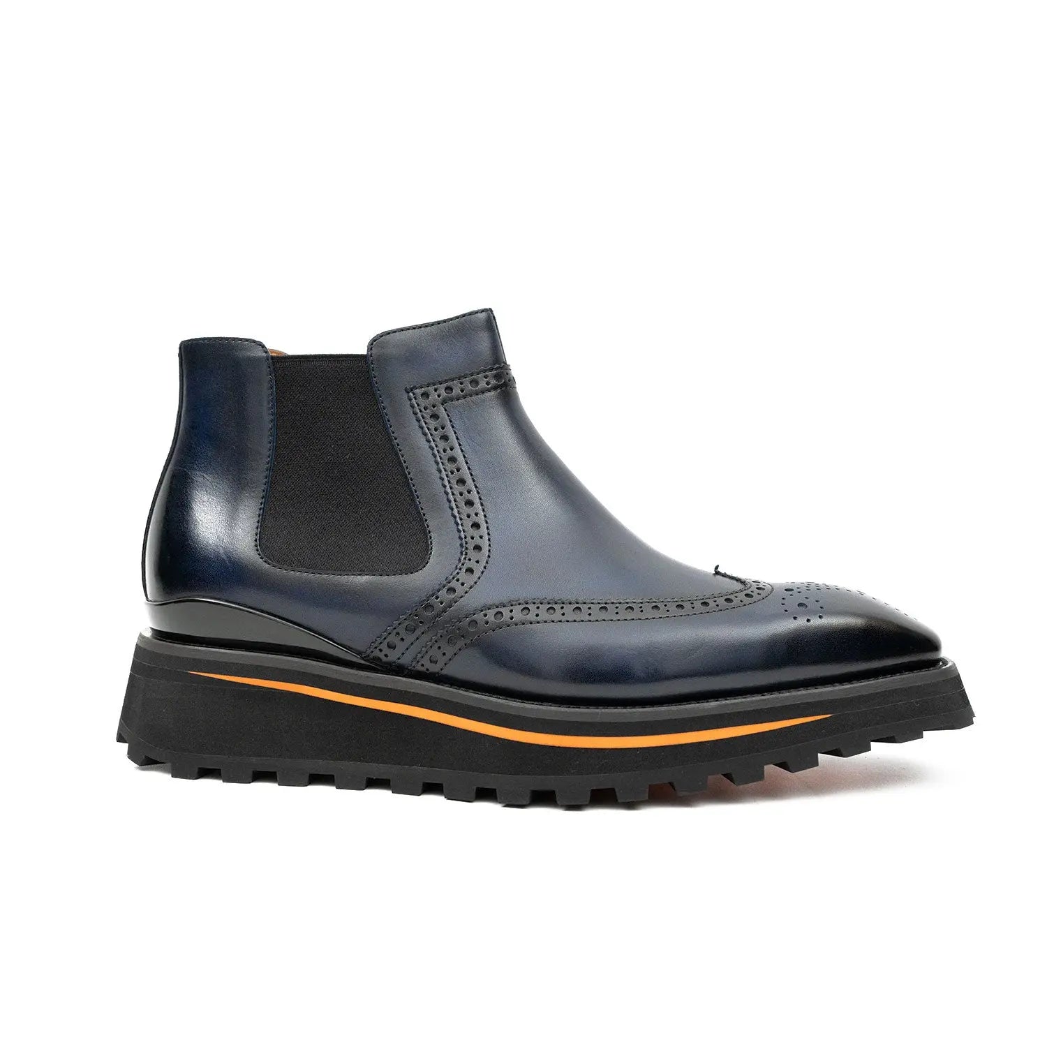 Brogue Thick-Soled Chelsea Boot 2891 Blue DIVINCH