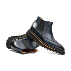 Brogue Thick-Soled Chelsea Boot 2891 Blue DIVINCH