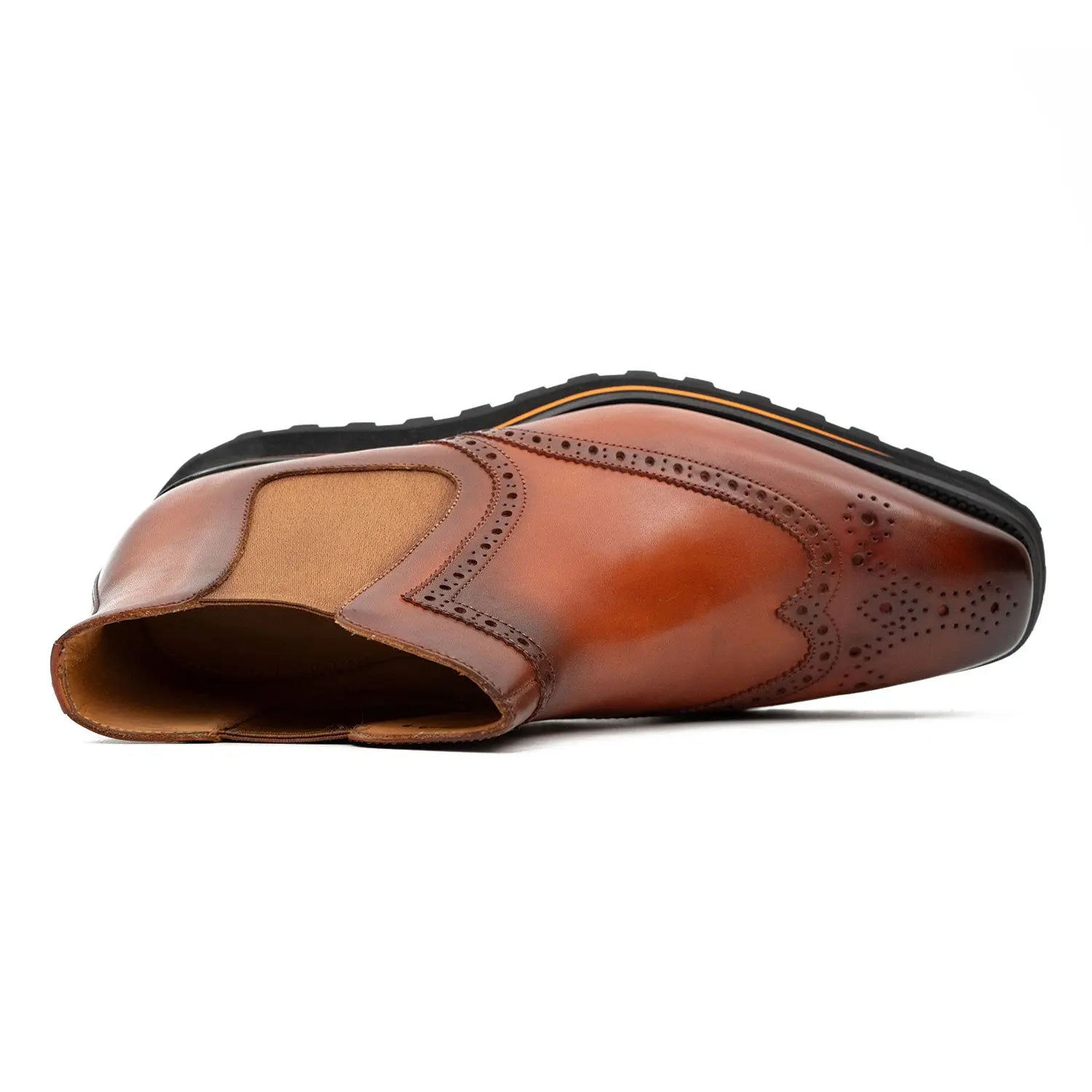Brogue Thick-Soled Chelsea Boot 2891 Brown DIVINCH