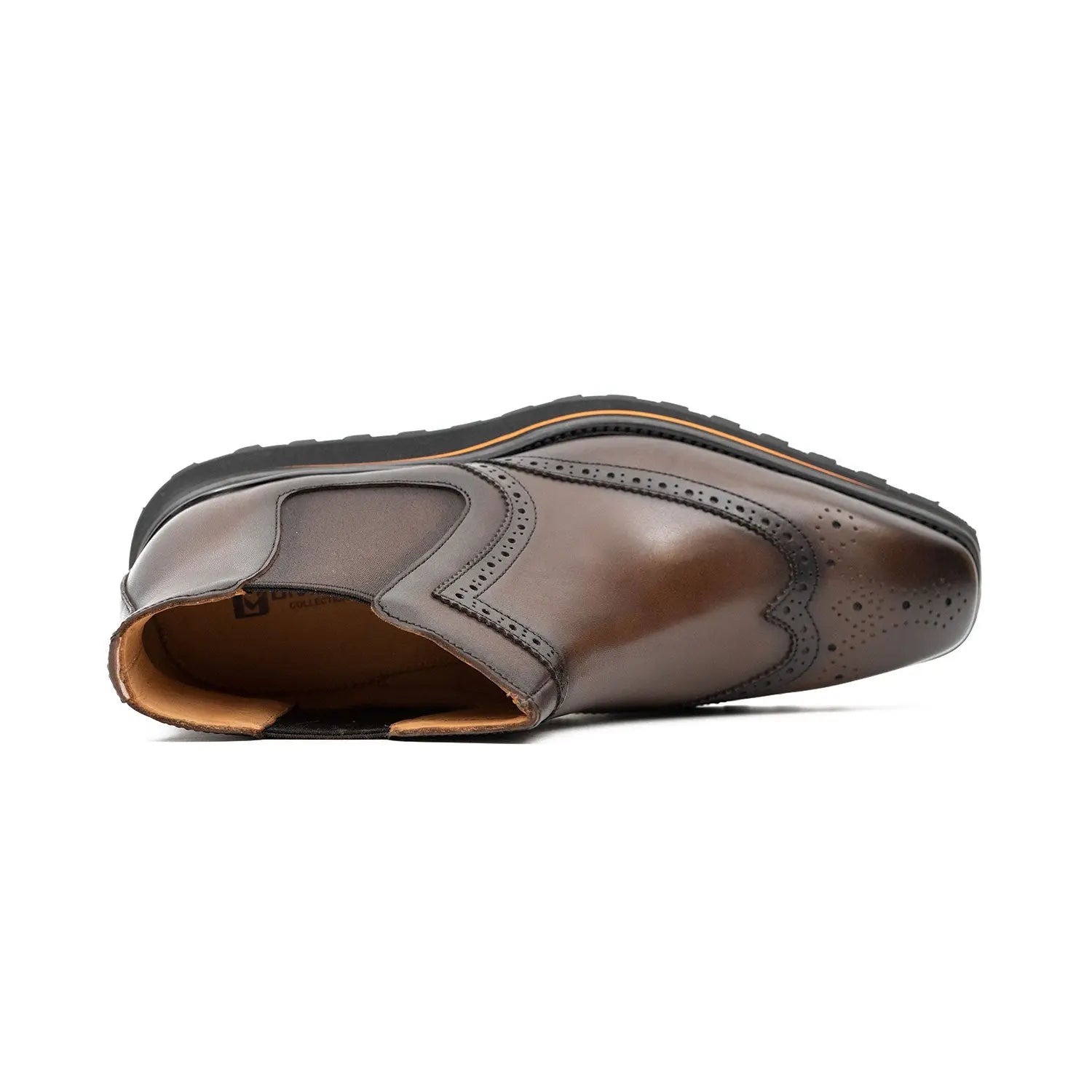 Brogue Thick-Soled Chelsea Boot 2891 Coffee DIVINCH