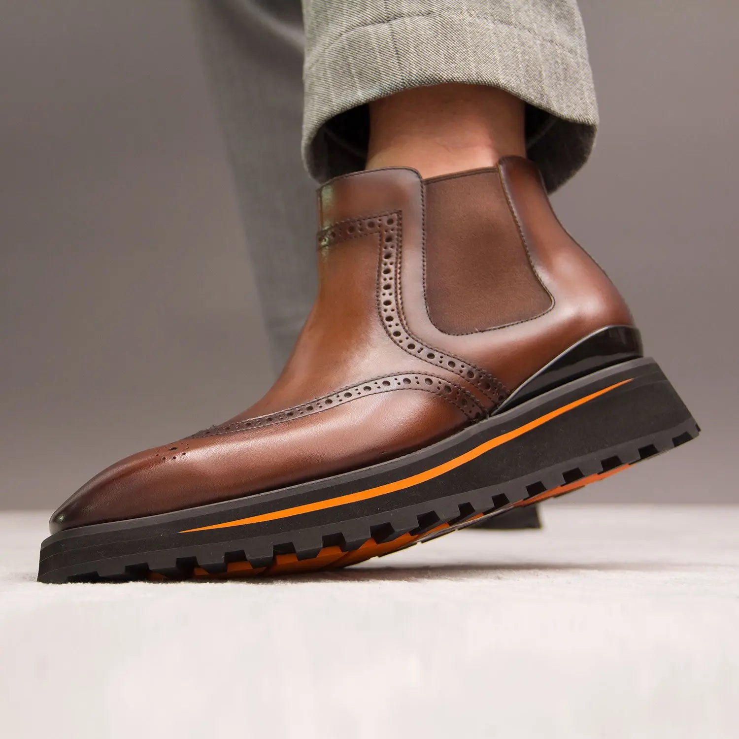 Brogue Thick-Soled Chelsea Boot 2891 DIVINCH