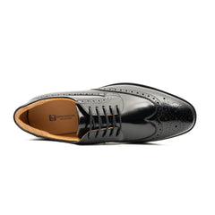 Brogue Wingtip Derby Black Platform Shoe Divinch