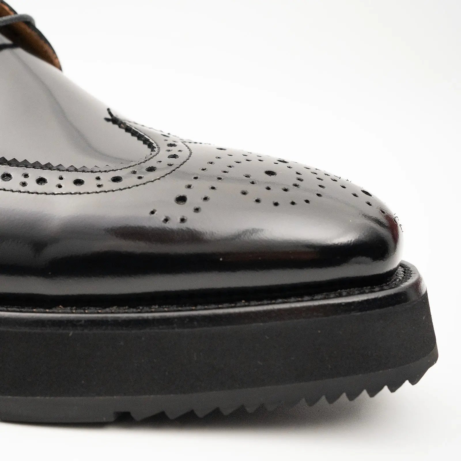 Brogue Wingtip Derby Black Platform Shoe Divinch