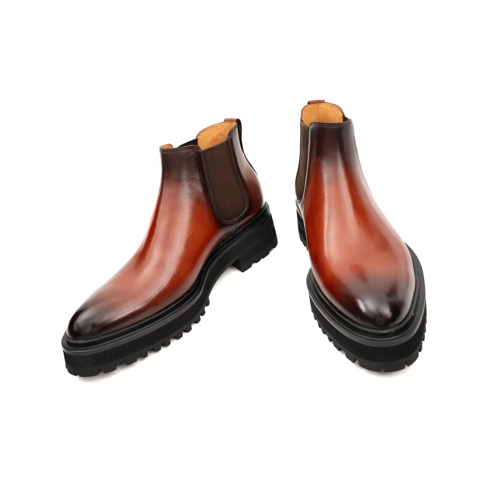 Brown Burnished Leather Chelsea Boot DIVINCH
