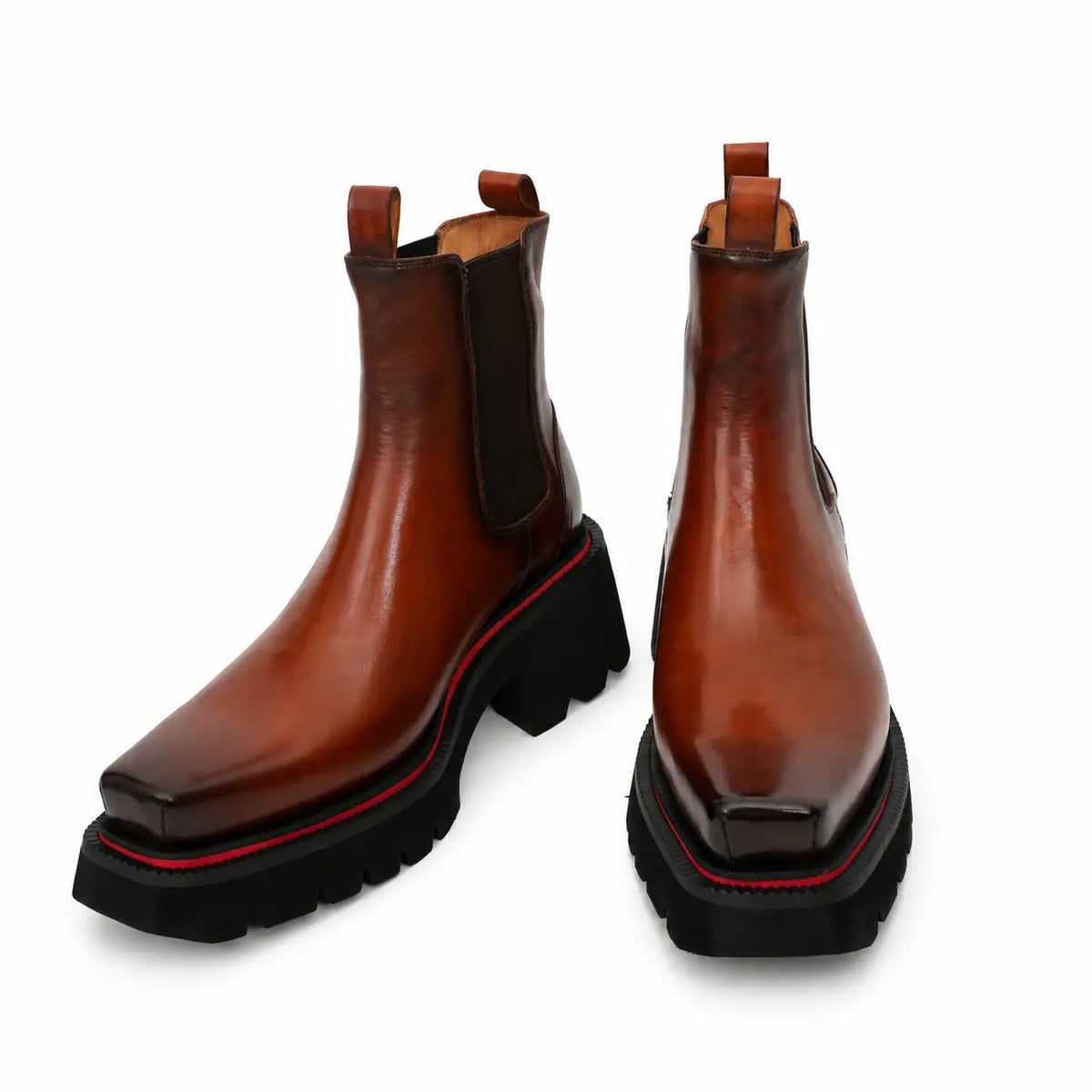 Brown Calf Chelsea Platform Boots DIVINCH