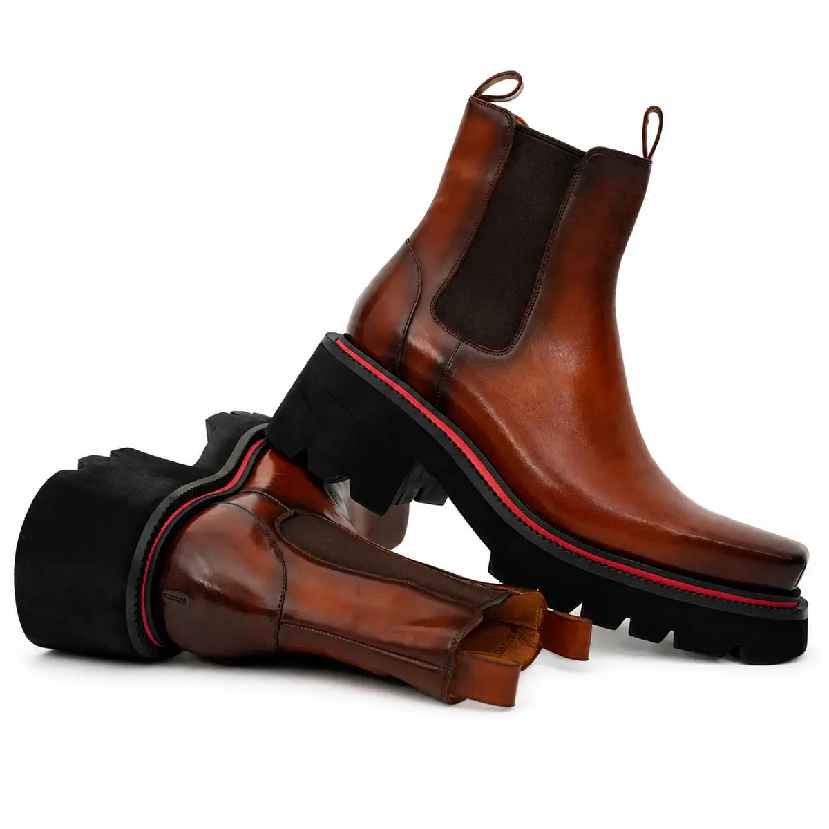 Brown Calf Chelsea Platform Boots DIVINCH